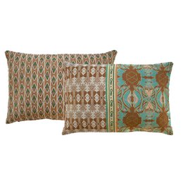 Coussin NIN-NIT Mouvement Classiques | 100% coton tissé | décoratif avec ambiance plage, rayures et imprimé nature | marron | bleu | turquoises | vert d'eau | vert | beige | blanc | 40x60 cm