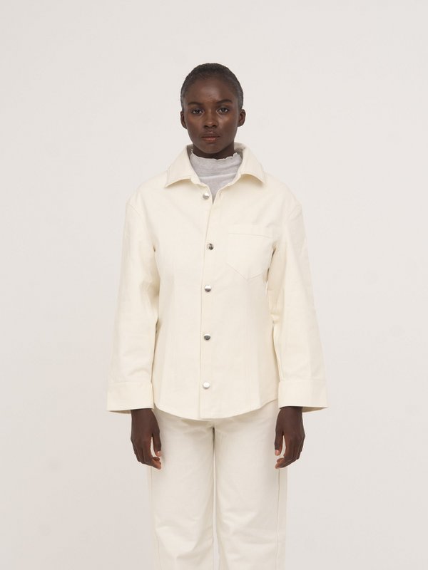 Agenda Cream Fitted Denim Over Shirt