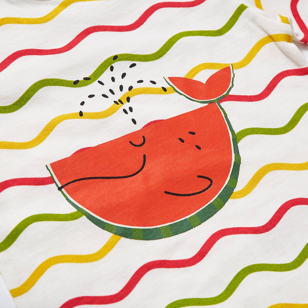 Chevron Whale-Melon Strampler