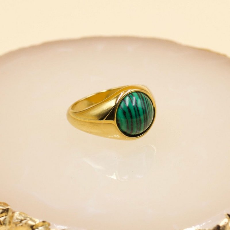 Zana - Ædelsten Signet Ring Malakit
