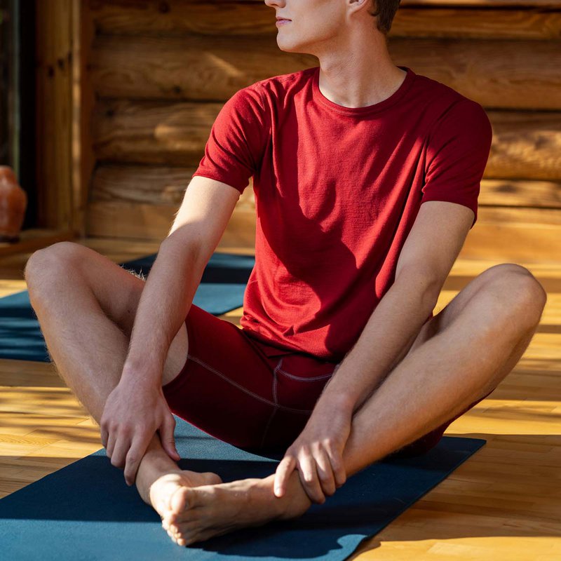 Men's Short Sleeve Top and Boxer Shorts Set 160 Royal Cherry