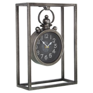 Tischuhr aus Metall mit Ständer, Batterie: 1 x AA nicht im Lieferumfang enthalten, 23 x 10 x 33 cm, Uhr: 15 x 4,5 x 23 cm, LL71722