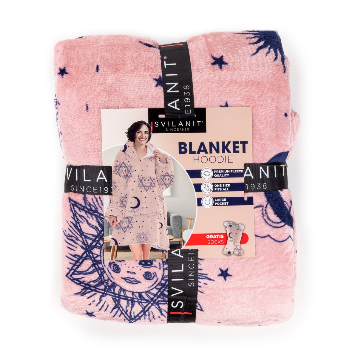 Vitapur - Hoodie blanket + socks - Carrol Pink