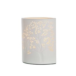 Lampe en porcelaine ellipse arbre/chat