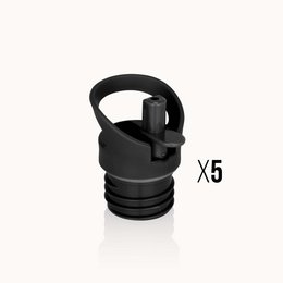 Black sport cap for GROOVY, SPORTY or LOOPY water bottles. Includes 5 rabattable bouchons for customization.