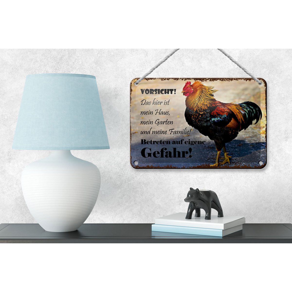 Tin sign note 18x12cm chicken beware of my house decoration