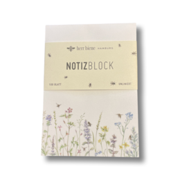 Floral notepad with meadow and verse motifs, available in various designs including flowers, bees, and herbs.