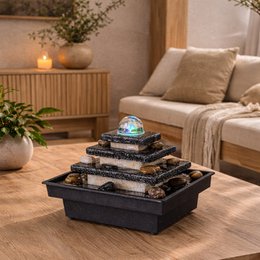 Fontaine d'Intérieur - Eka - Déco Zen et Originale - Design Temple Lumière Led Colorée - Idée Cadeau