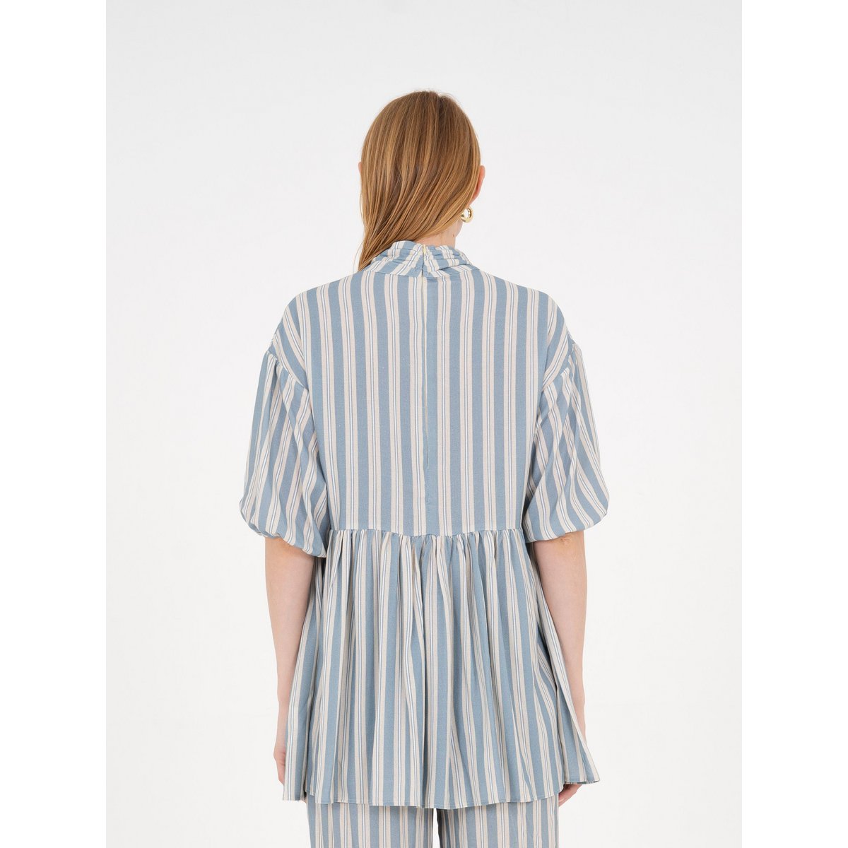 Manhattan Maxi blauw gestreepte blouse