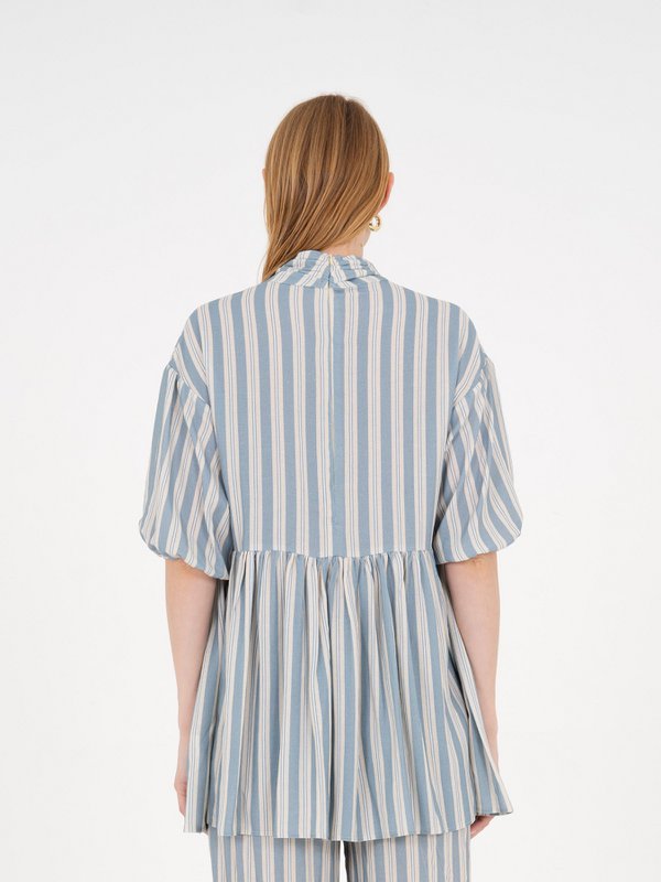 Manhattan Maxi blauw gestreepte blouse