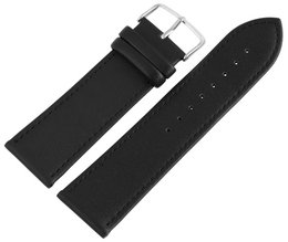 Genuine leather watch strap, black/silver, 24 mm
