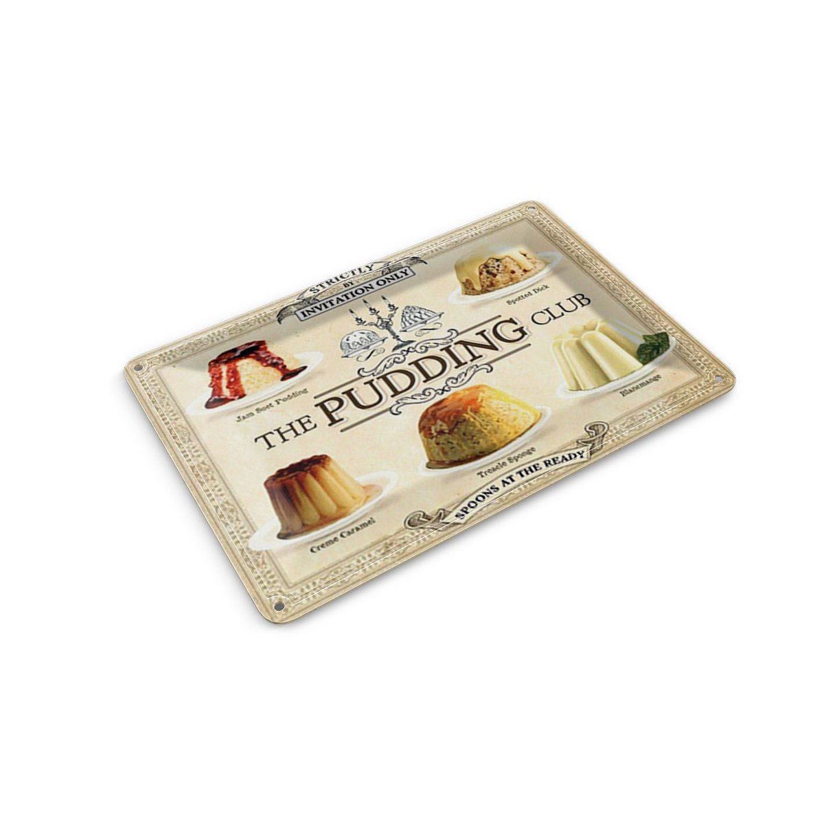 Postal de hojalata para hornear 10x14 cm Cartel decorativo The pudding club