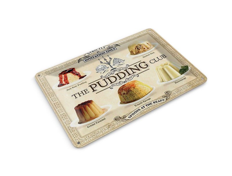 Blechpostkarte Backen 10x14 cm The pudding club Deko Schild