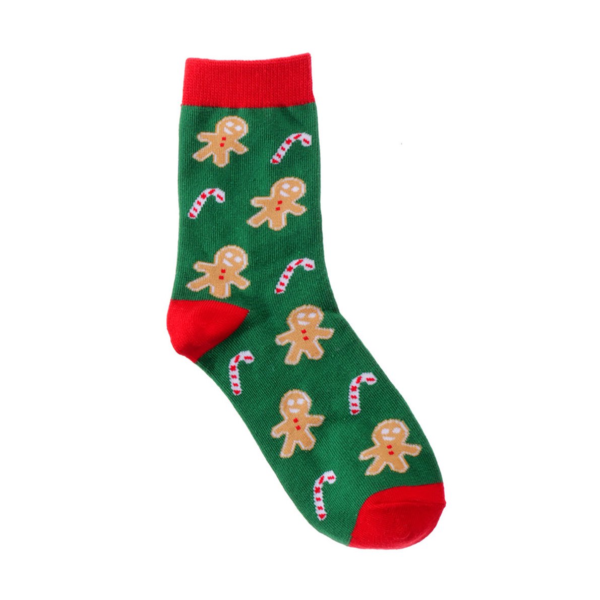Socks - Green with gingerbread men ADULTS & KIDS