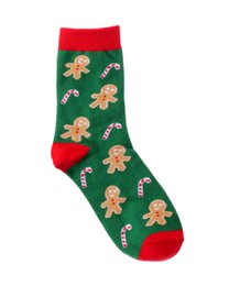 Socks - Green with gingerbread men ADULTS & KIDS