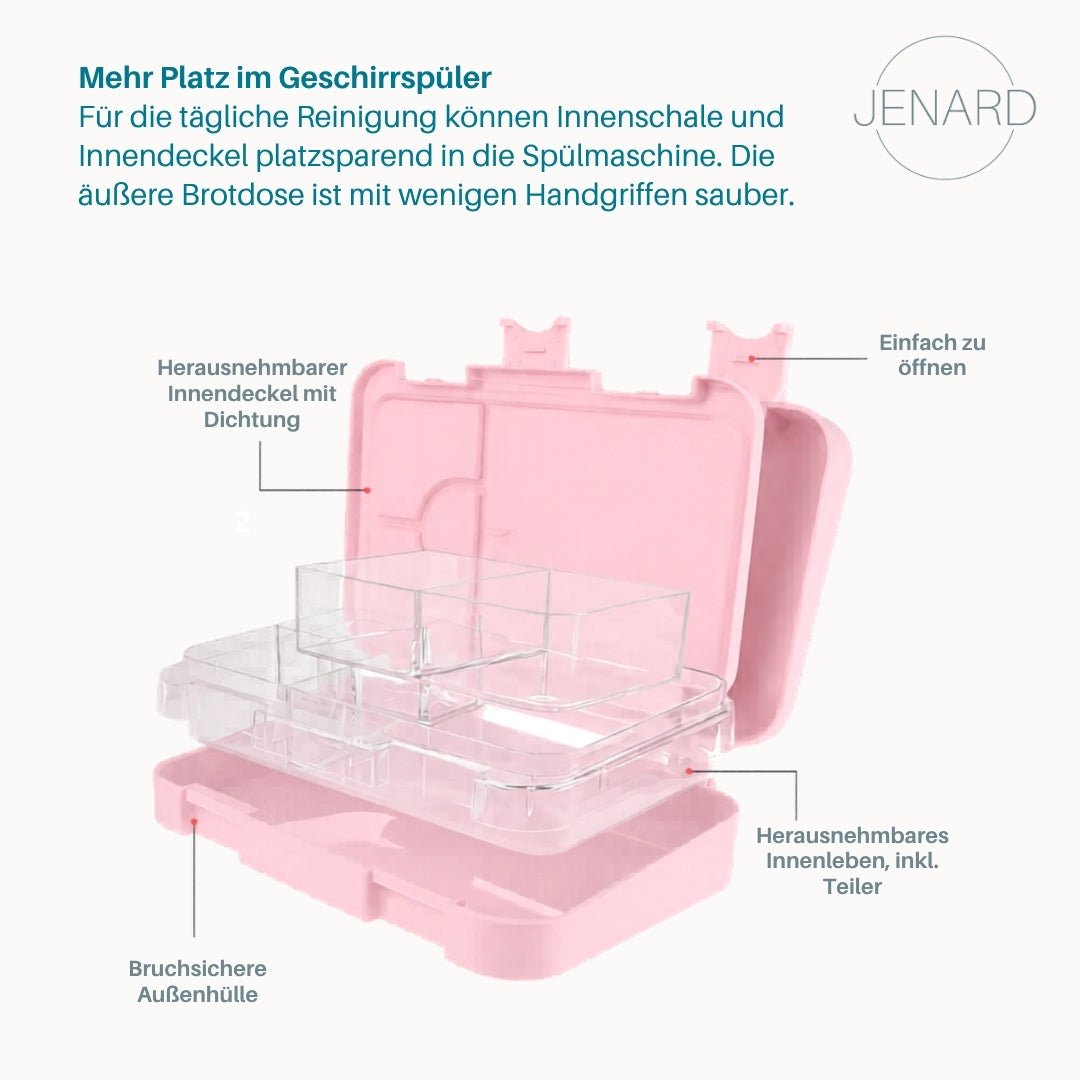 Brotdose Kinder auslaufsicher mit Fächern – Bento Lunchbox Kindergarten BPA frei – Regenbogen - JENARD