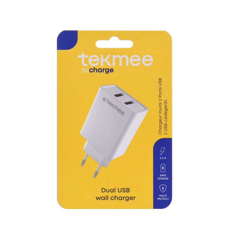 Stopcontact 2 USB-poorten 2,4A - Tekmee