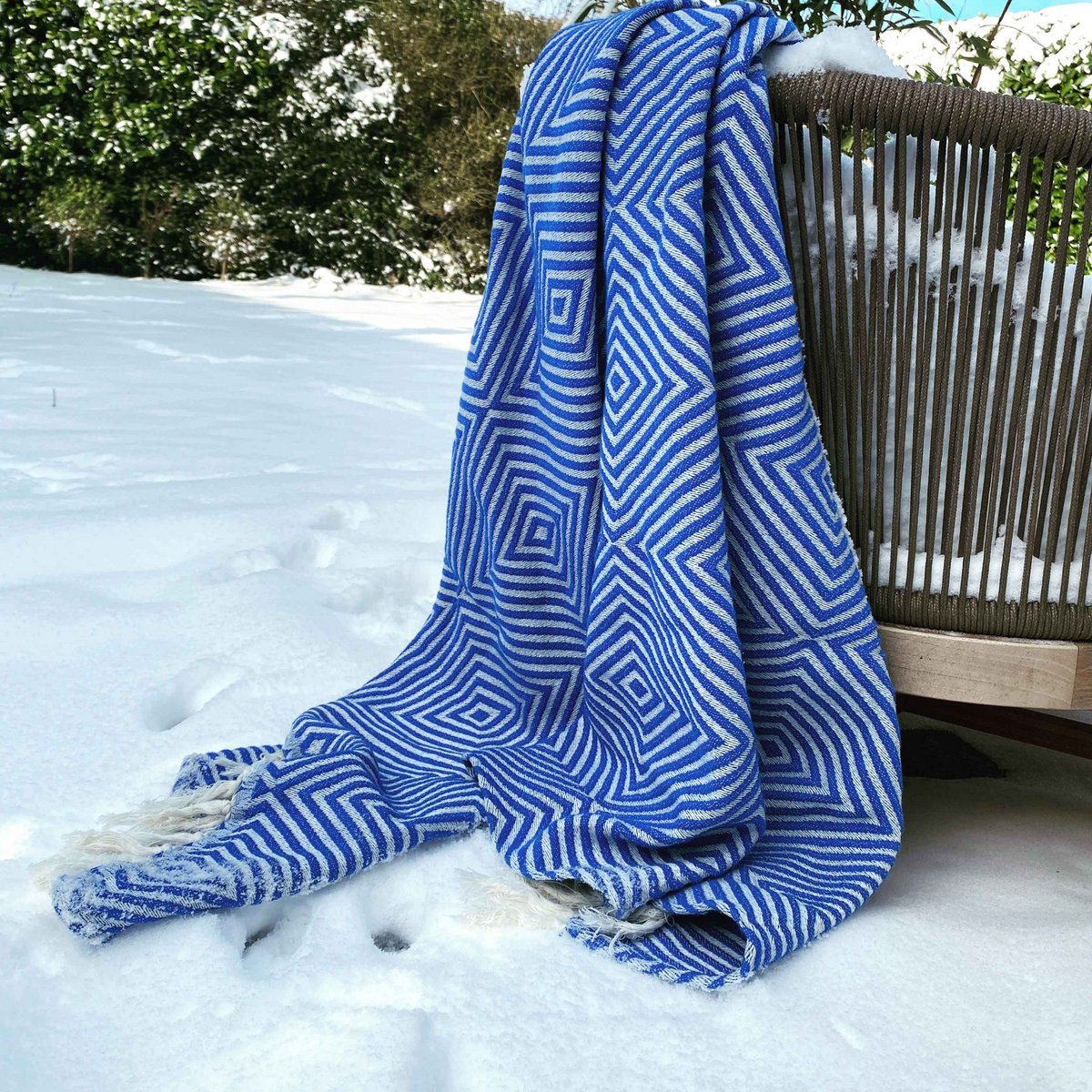 Plaid Oslo Wol Katoen - Cobalt Blue - 120x150cm