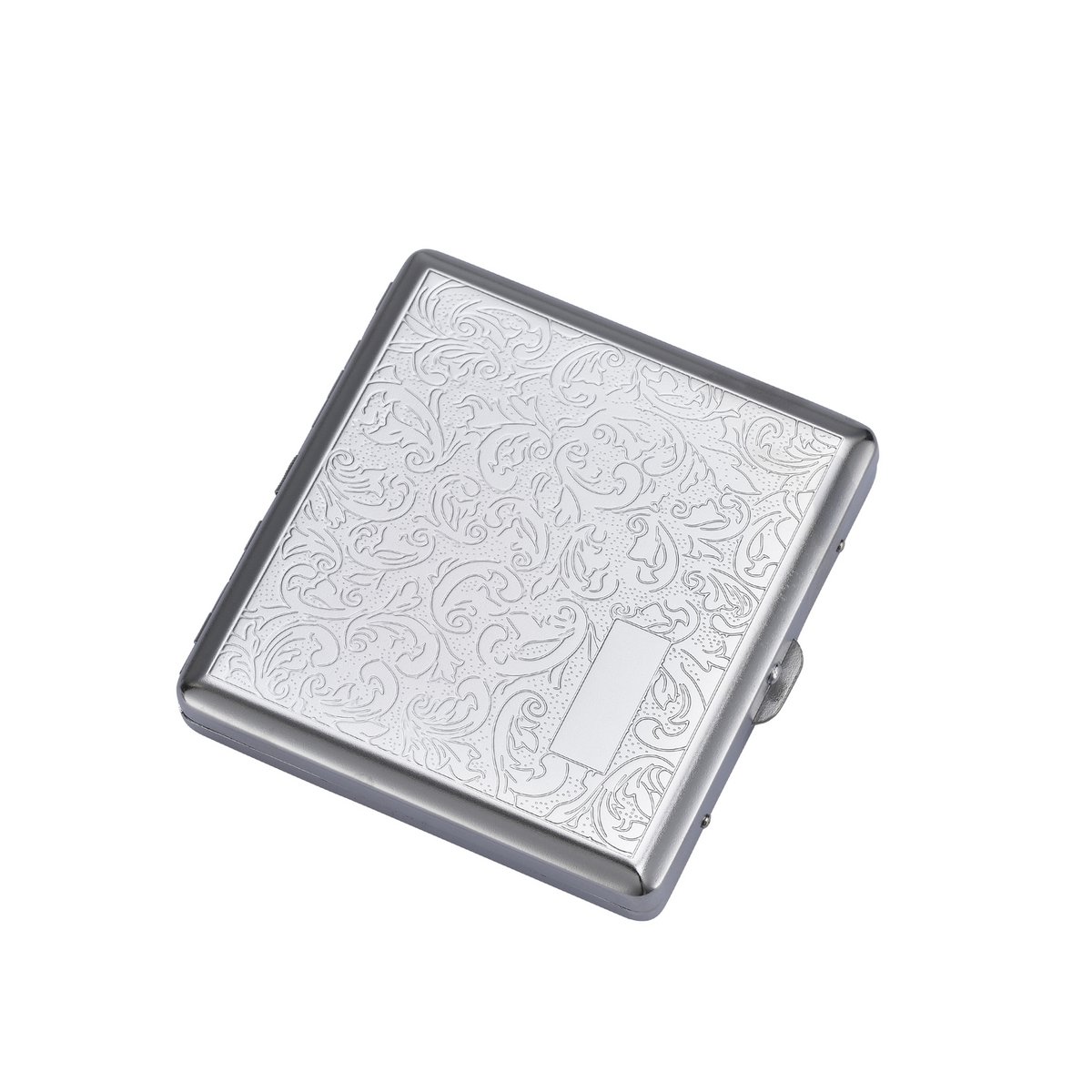 Caja de cigarrillos de metal para 20 cigarrillos Almacenamiento de cigarrillos metálico Soporte de cigarrillos plateado Diseño en relieve Práctico Compacto Elegante
