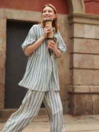 Manhattan Maxi blauw gestreepte blouse