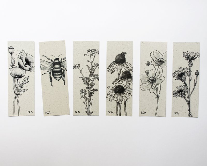 Marque-page en papier d'herbe, abeille sauvage
