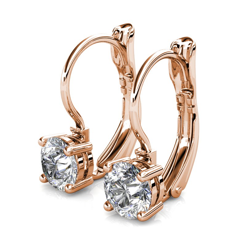 Round Earrings - Rose Gold and Crystal