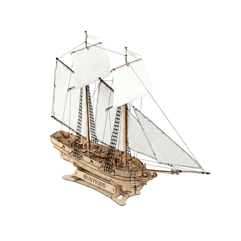 Schoner aus Holz zum Bauen Pilger – 3D-Holzpuzzle 292 Teile, Schiffsmodell mit Segeln und Takelage, Modellbausatz ab 12 Jahren