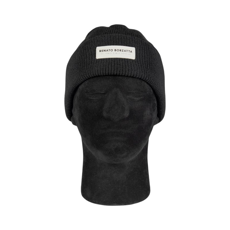 RB5001A | Monviso double -layer jersey beeh Mixed wool Made in Italy. Black color - single size