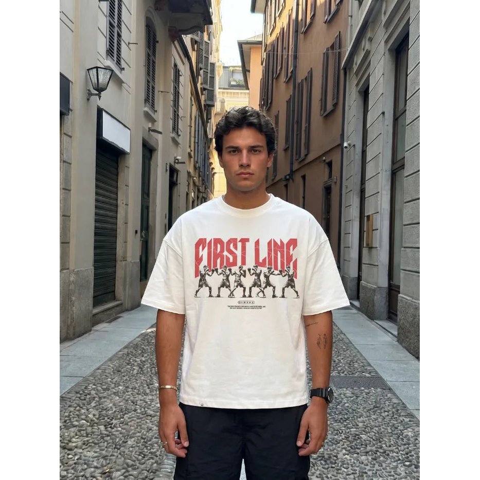 T-shirt Bianca Boxy Fit 200gsm "First Line" - Horda Brand