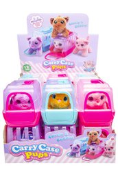  Plush cat toys with colorful carrying cages, pink and blue, soft stuffed animals for children.