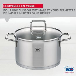 Set de 3 faitouts avec couvercles en verre 12 cm 16 cm et 20 cm Elo Citrin