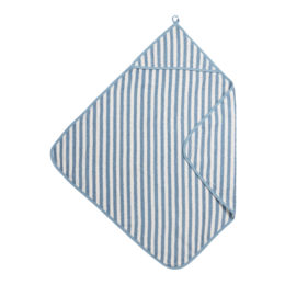 Badcape badstof jacquard Fat Stripe Jeans Blue