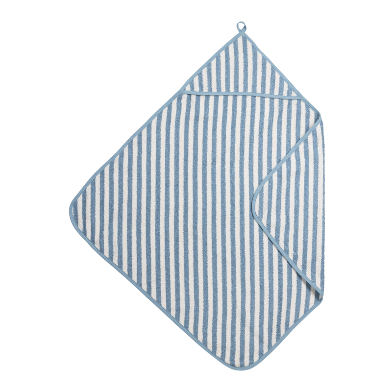 Badcape badstof jacquard Fat Stripe Jeans Blue
