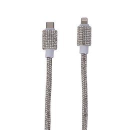 Kit de Charge Rapide Strass Argenté – 20W & 18W, Type-C à Lightning