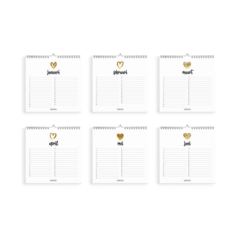 Verjaardagskalender Love 21x21 cm – Minimalistische vierkante kalender