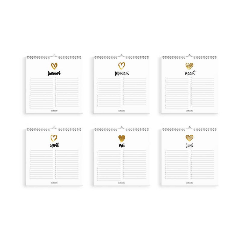 Calendario compleanno Love 21x21 cm – Calendario quadrato minimalista