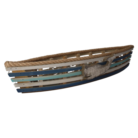 Wit en blauwe houten walviskaarshouder 53x9 h cm
