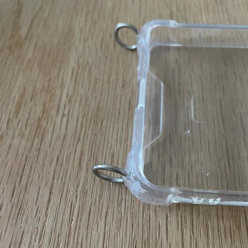 Mobile phone case transparent with silver rings