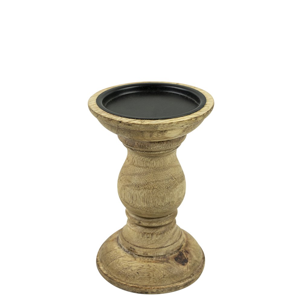 Candlestick round mango wood 15cm