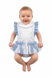 Pagliaccetto floreale con camicetta per neonata, blu
