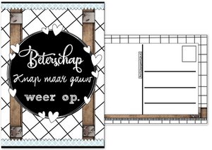 A6 Kaart met tekst ''Beterschap knap maar gauw weer op''.