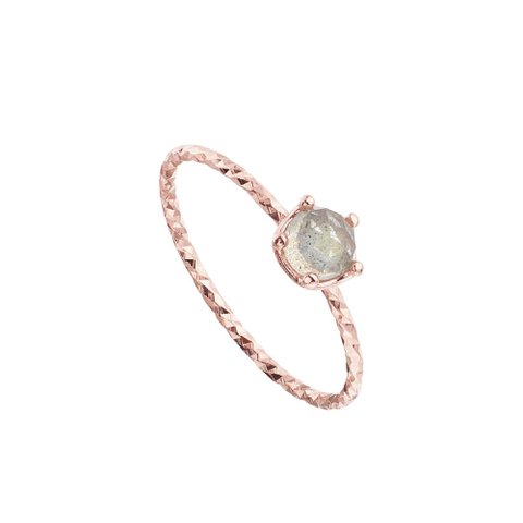 Rose gold plated labradorite ring