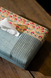 Tissue Box Cover | Dupion Silk Floral Embroidery | 24x14cm