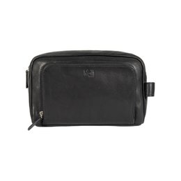 K0025AB | Beauty Case with side handle in genuine full-grain leather with light grain – Black colour. Zip closure, Dimensions: 25 x 16 x 12 cm. Packaging: Tnt bag