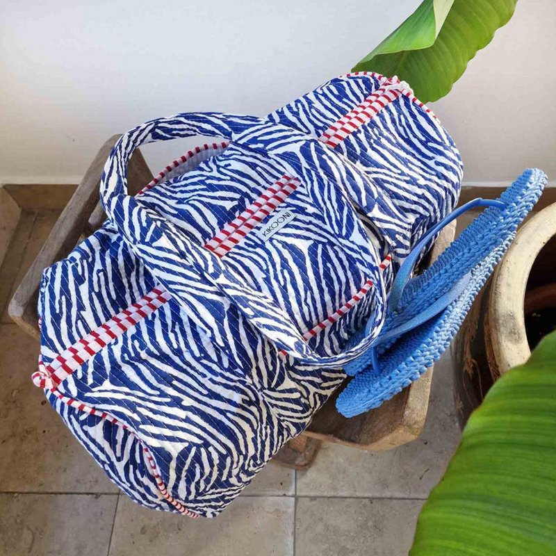 borsa in cotone fatta a mano "zebra blu"