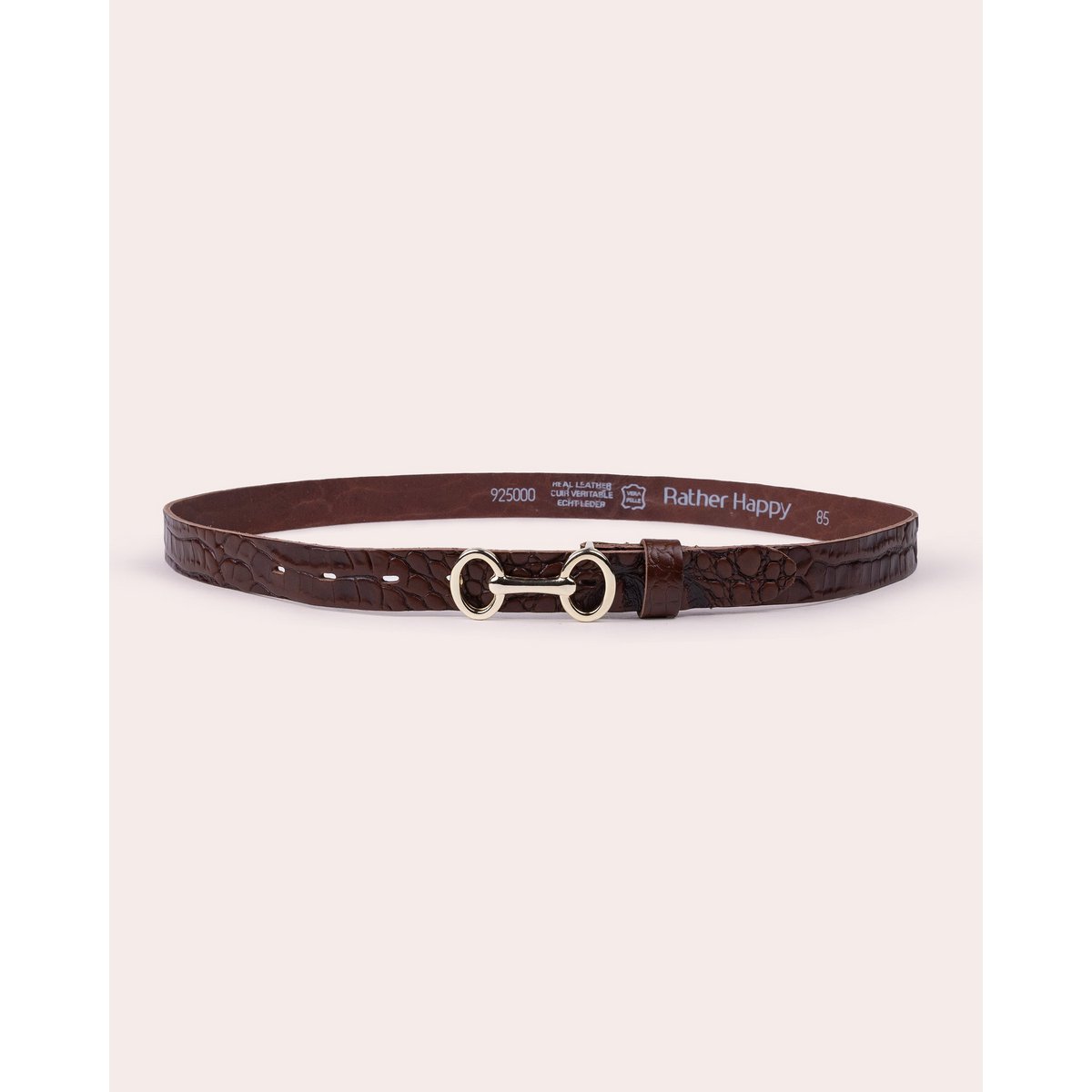 CLEO | Croc-Embossed Leather Belt with Horse Bit Accent Buckle