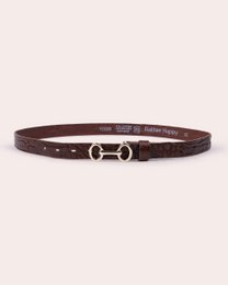 CLEO | Cintura in pelle goffrata coccodrillo con fibbia con dettaglio morso di cavallo