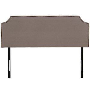 BEIGE POLYESTER UPHOLSTERED BED HEADBOARD, BLACK METAL LEGS 160X7X117/127CM, SUP:160X57CM LL73002