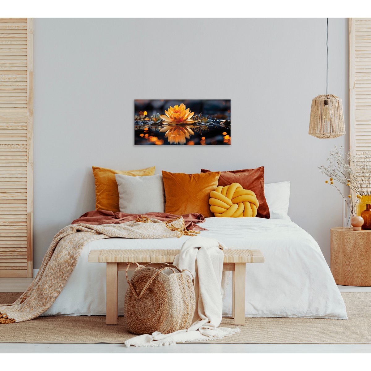 Muurfoto LOTUS BLOEM 33x70 cm - canvas foto spieraam decoratie modern