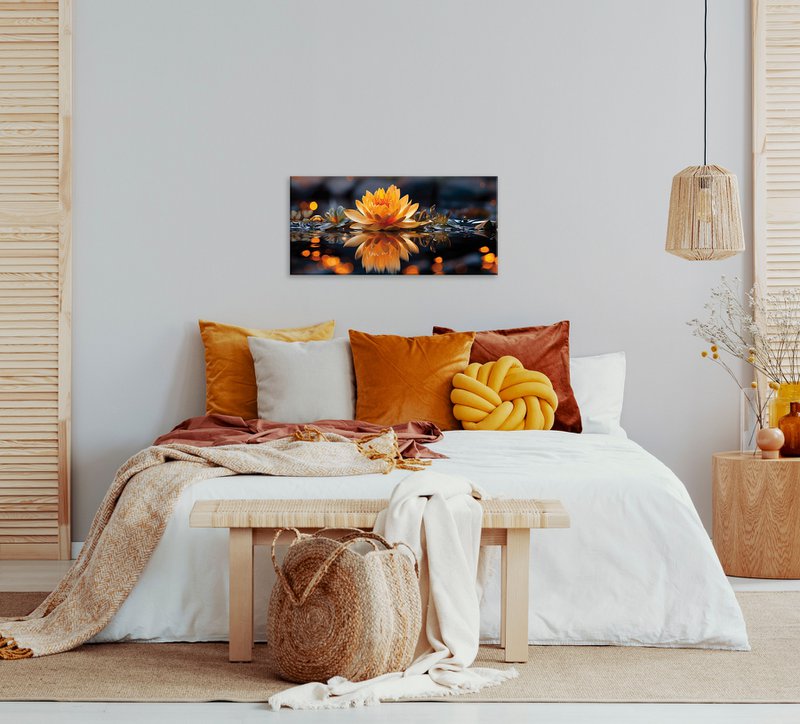 Quadro FIORE DI LOTO 33x70 cm - quadro su tela cornice decorazione moderna